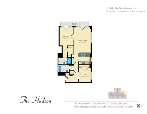 The Hudson 14 Floor Plan at The Hudson Apartments, Washington, District of Columbia 20005